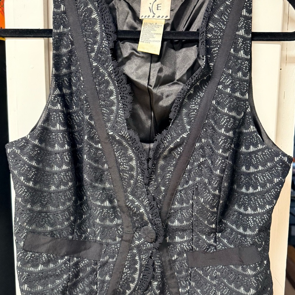 Vintage ice Black & Gray Lace Vest